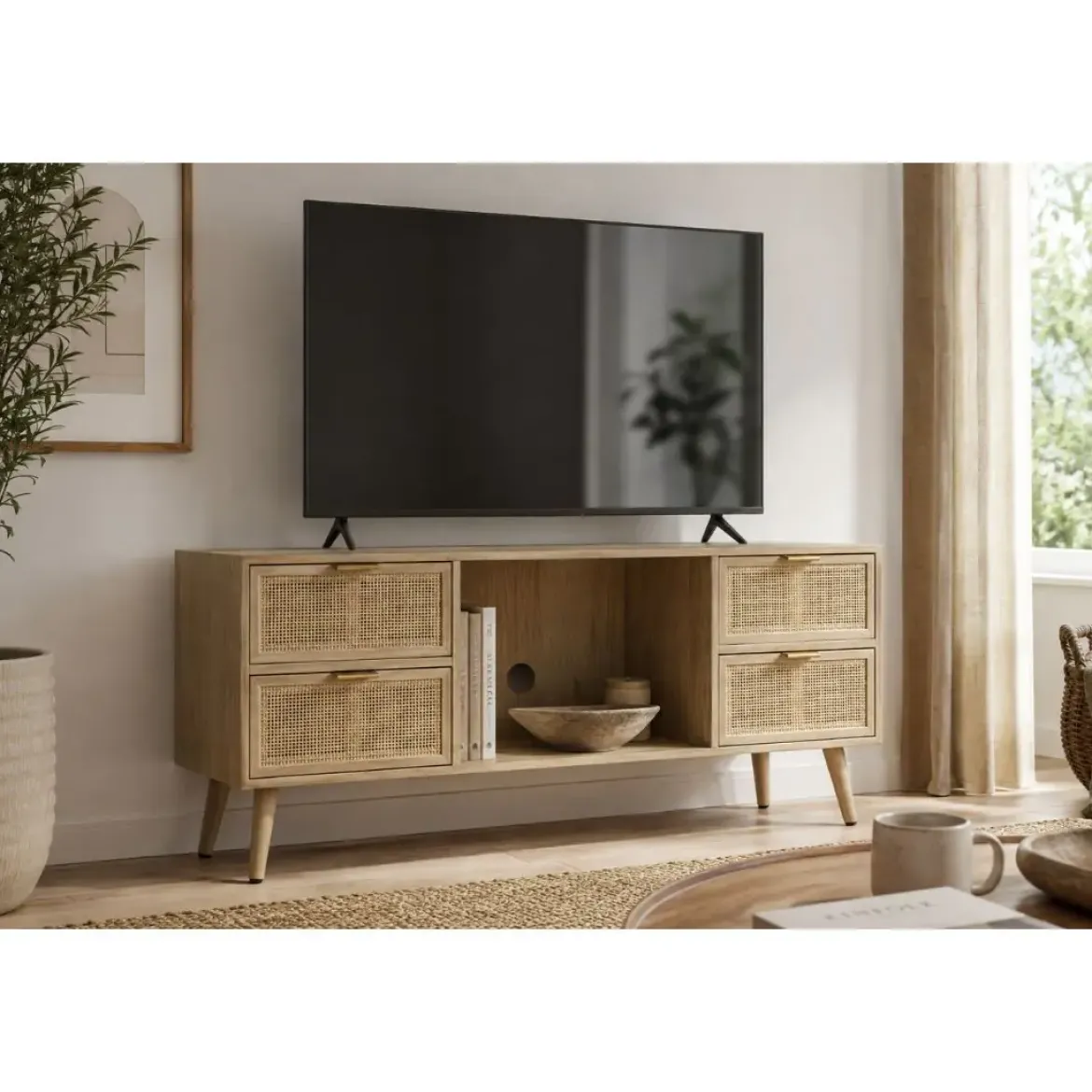 Mueble TV de Paulownia con 4 Cajones Natural MB-171762
