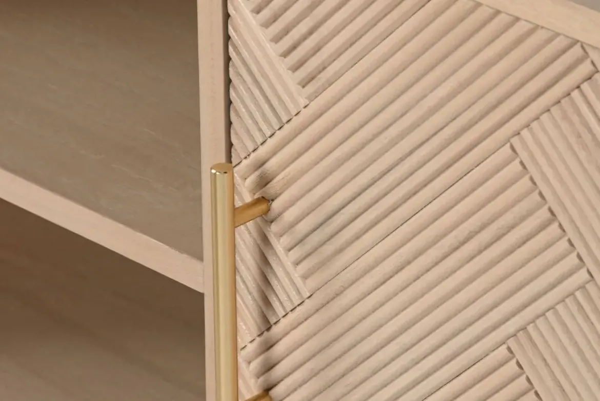 Mueble TV de Paulownia con 2 Puertas Acabado Natural MB-212894