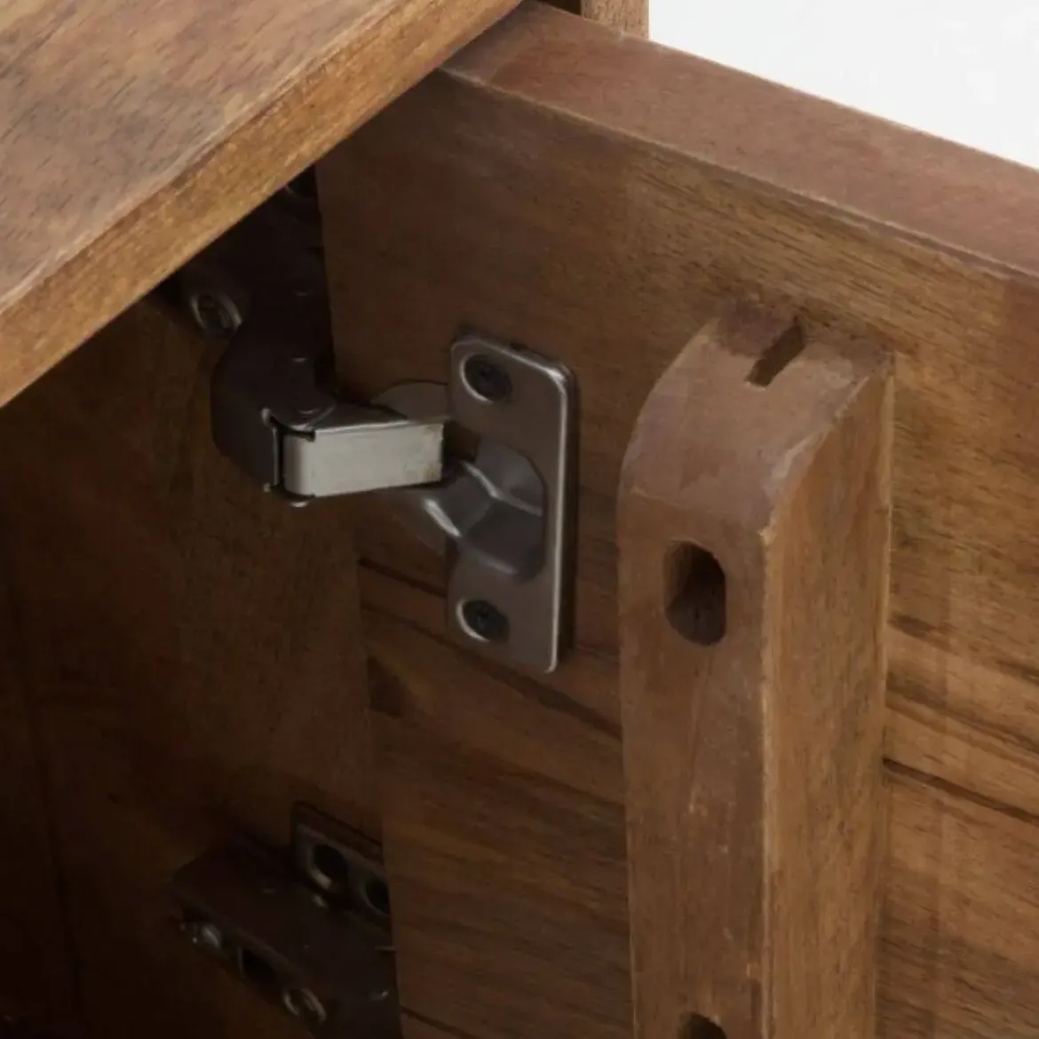 Mueble TV de 3 puertas de madera de mango natural con patas doradas GABAR 10706