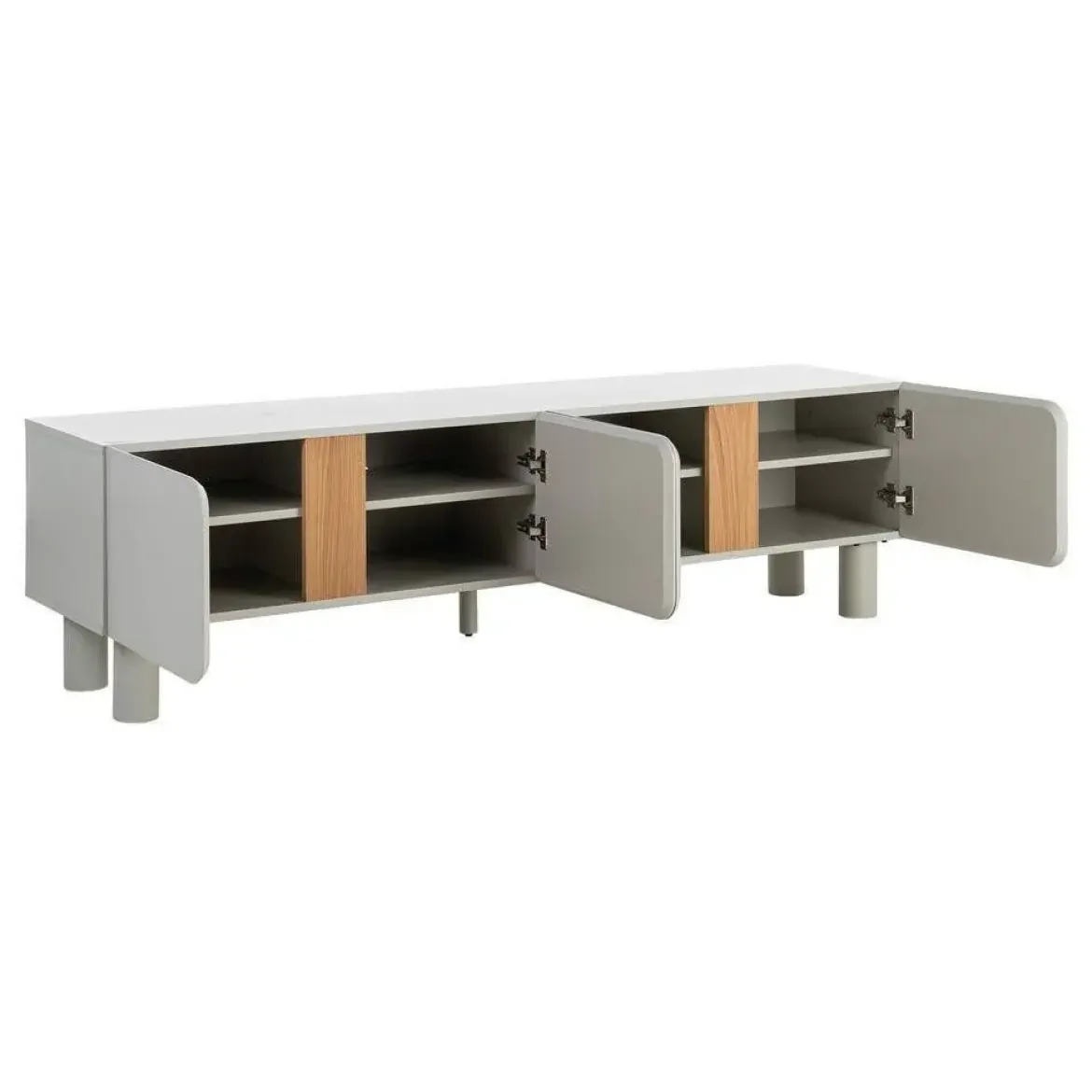 Mueble TV de Salón en Color Taupe con Patas de Roble 180 cm 615546