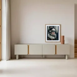 Mueble TV de Salón en Color Taupe con Patas de Roble 180 cm 615546