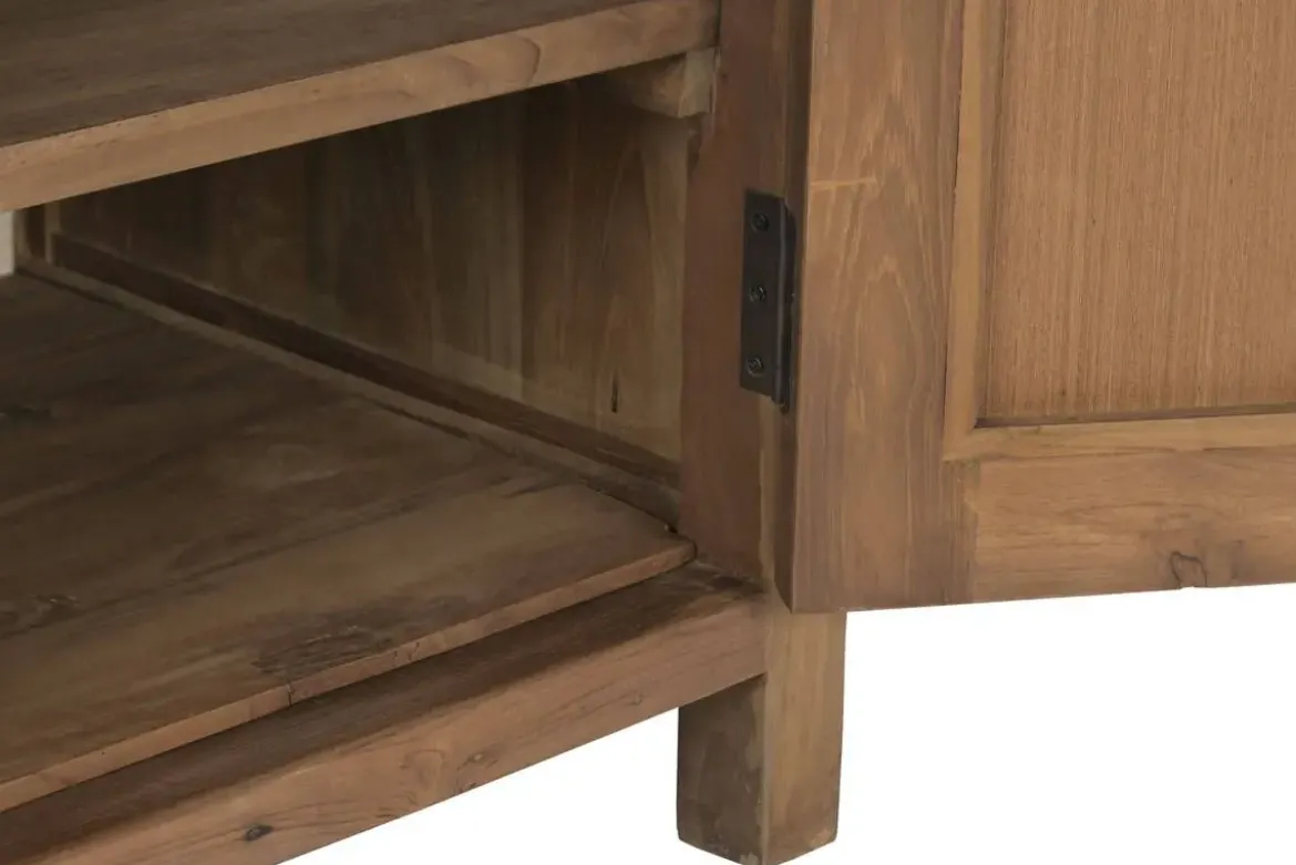 Mueble TV de Teca Reciclada Color Marrón con Ratán MB-221777