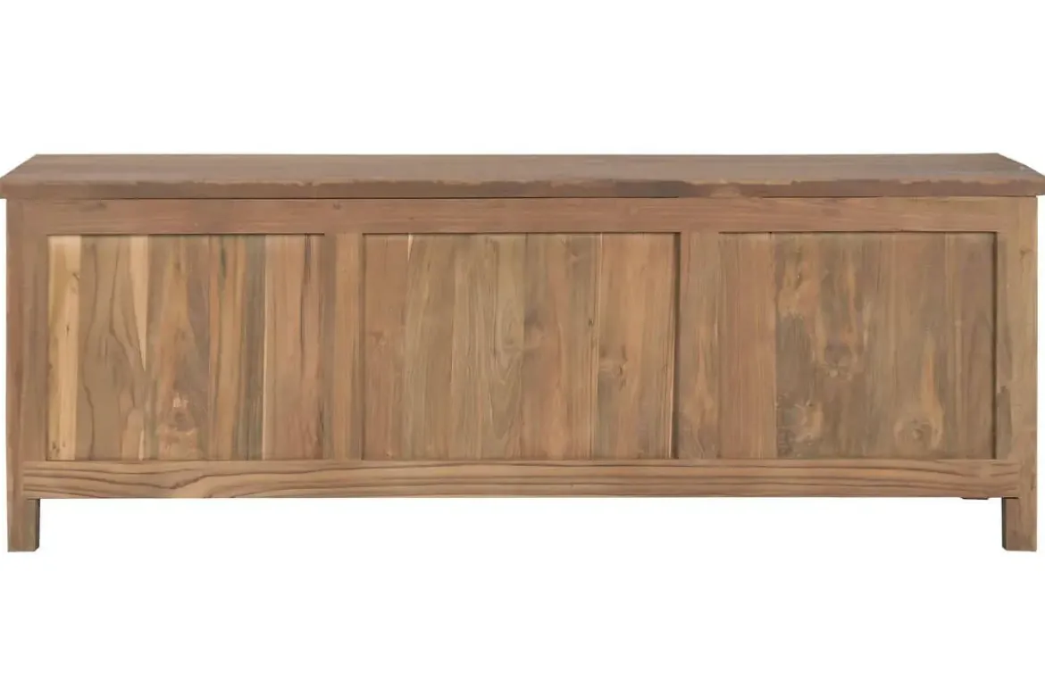 Mueble TV de Teca Reciclada Color Marrón con Ratán MB-221777