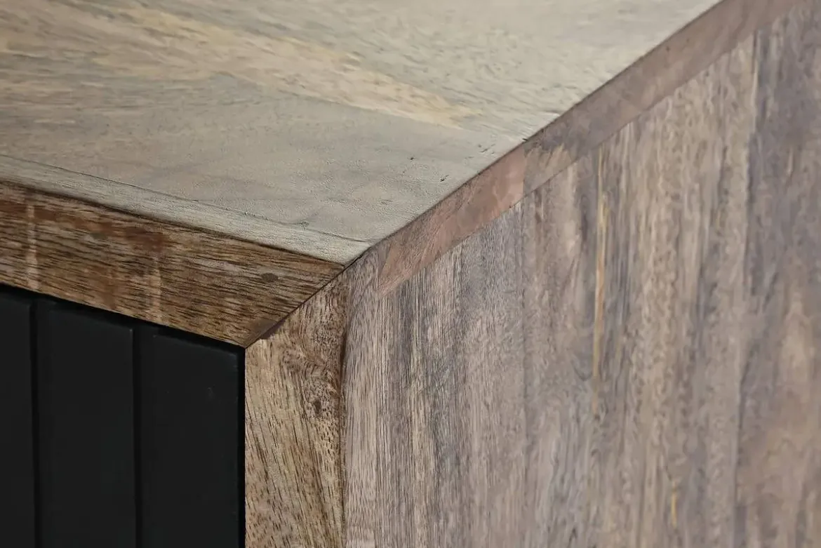 Mueble TV Industrial de Madera de Mango y Metal Negro MB-194550
