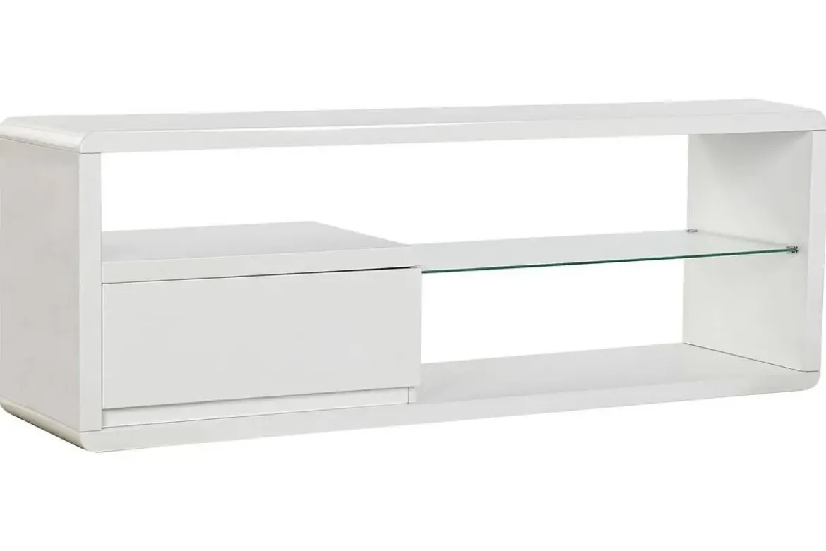 Mueble TV Moderno de MDF con Cristal Blanco MB-188064