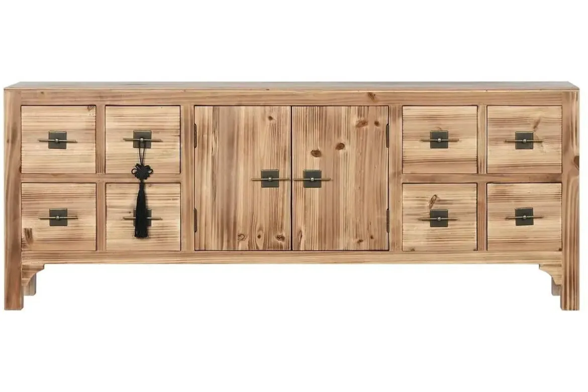 Mueble TV Oriental de Madera de Abeto Natural con Cajones MB-214489