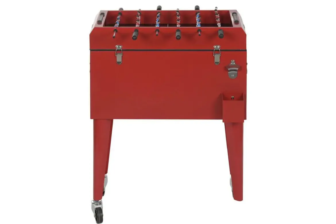 Nevera Metálica con Ruedas Diseño Futbolín Roja MB-224497