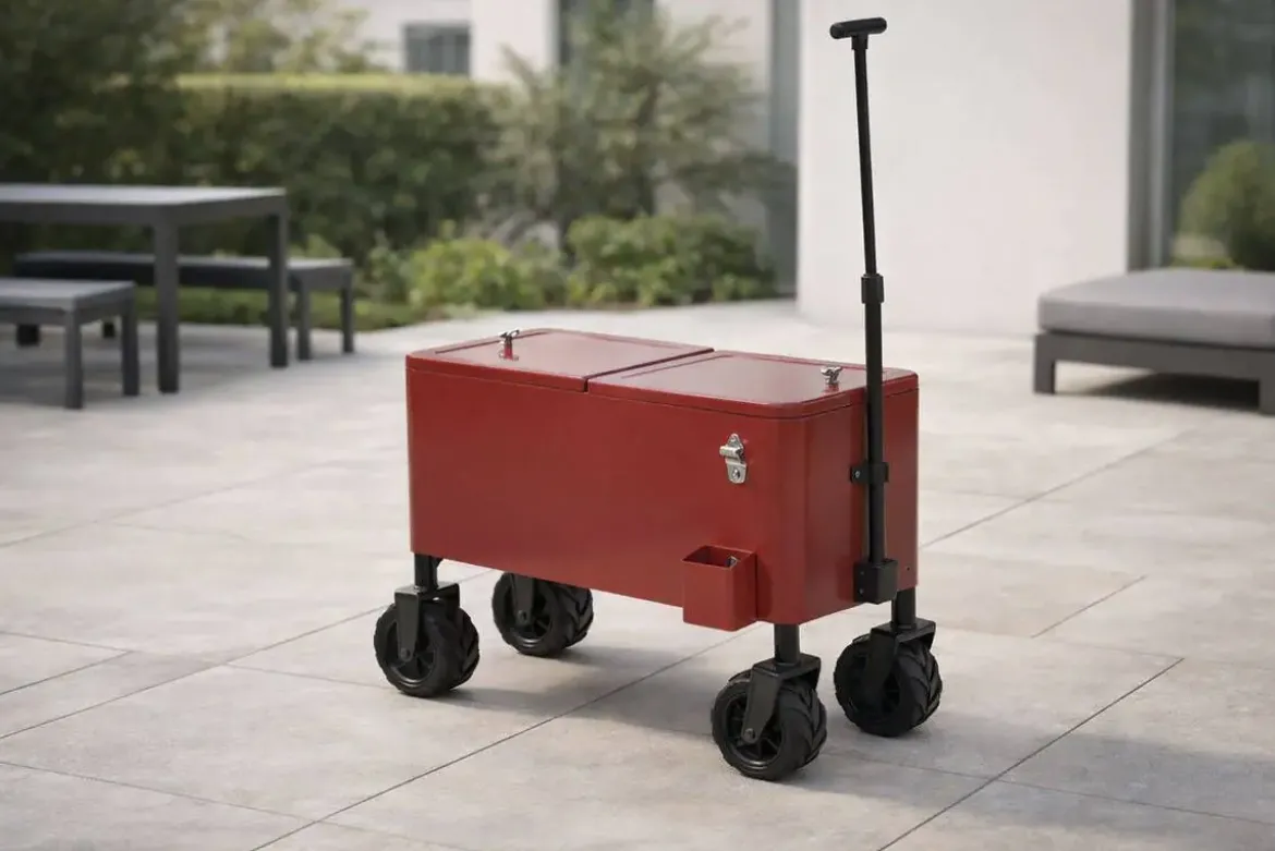 Nevera Portátil Metálica con Ruedas Todoterreno Roja MB-224498