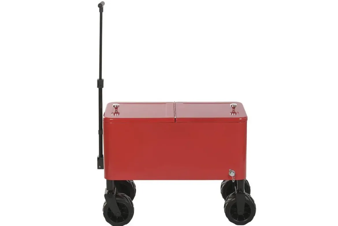 Nevera Portátil Metálica con Ruedas Todoterreno Roja MB-224498
