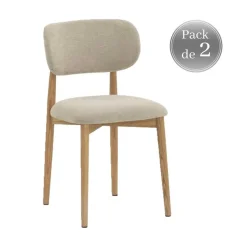 Pack de 2 Sillones de 46 cm Madera-Chenilla Beige GABAR 11335/1