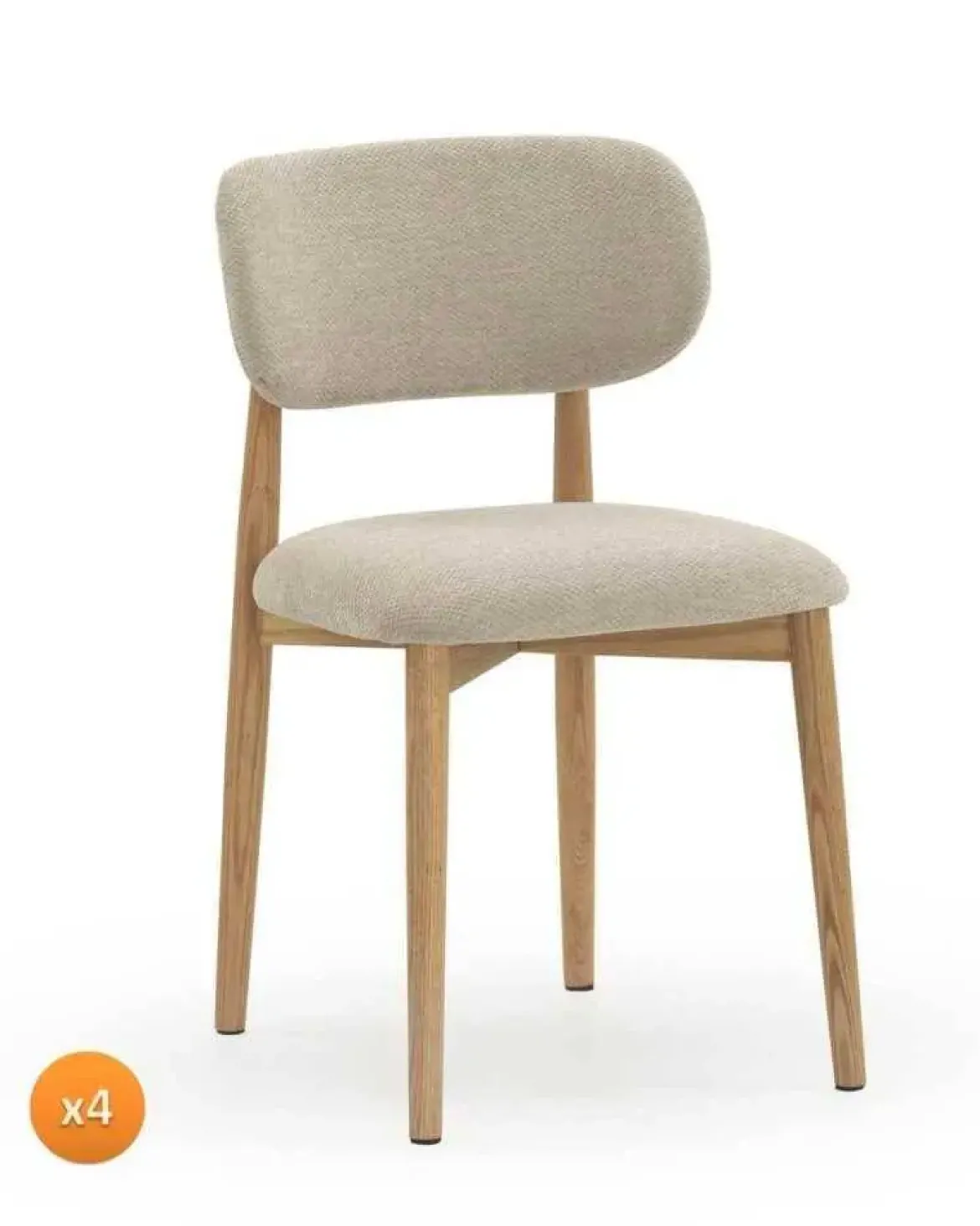 Pack de 4 Sillones de 46 cm Madera-Chenilla Beige GABAR 11335