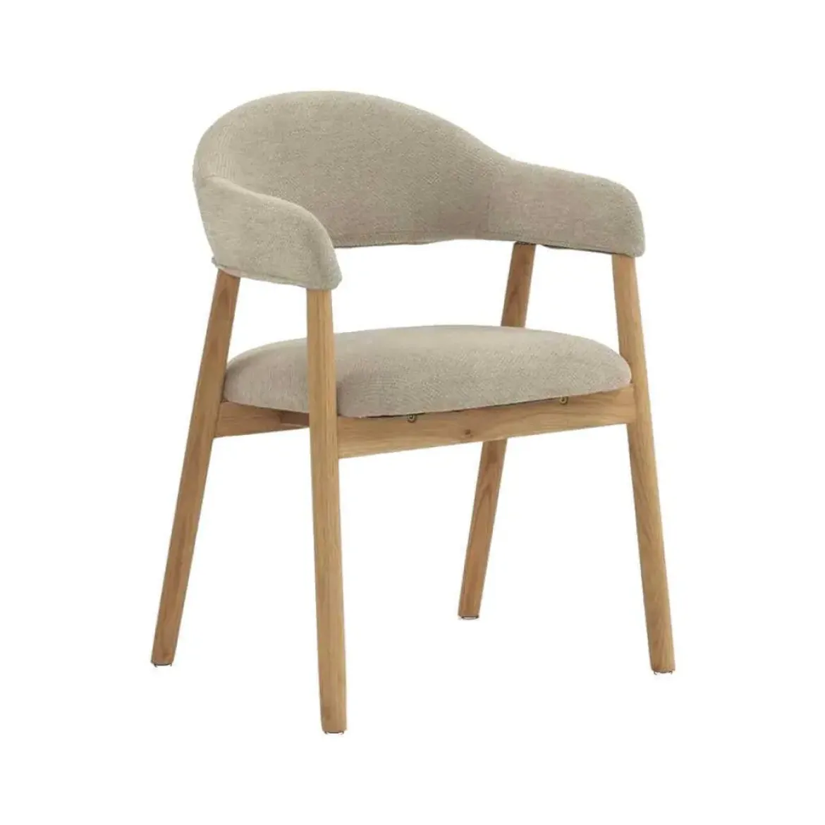 Pack de 4 Sillones de Madera-Chenilla Beige GABAR 11331