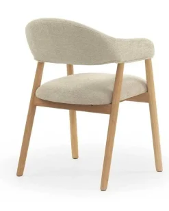 Pack de 4 Sillones de Madera-Chenilla Beige GABAR 11331
