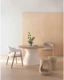 Pack de 4 Sillones de Madera-Chenilla Blanca GABAR 11330
