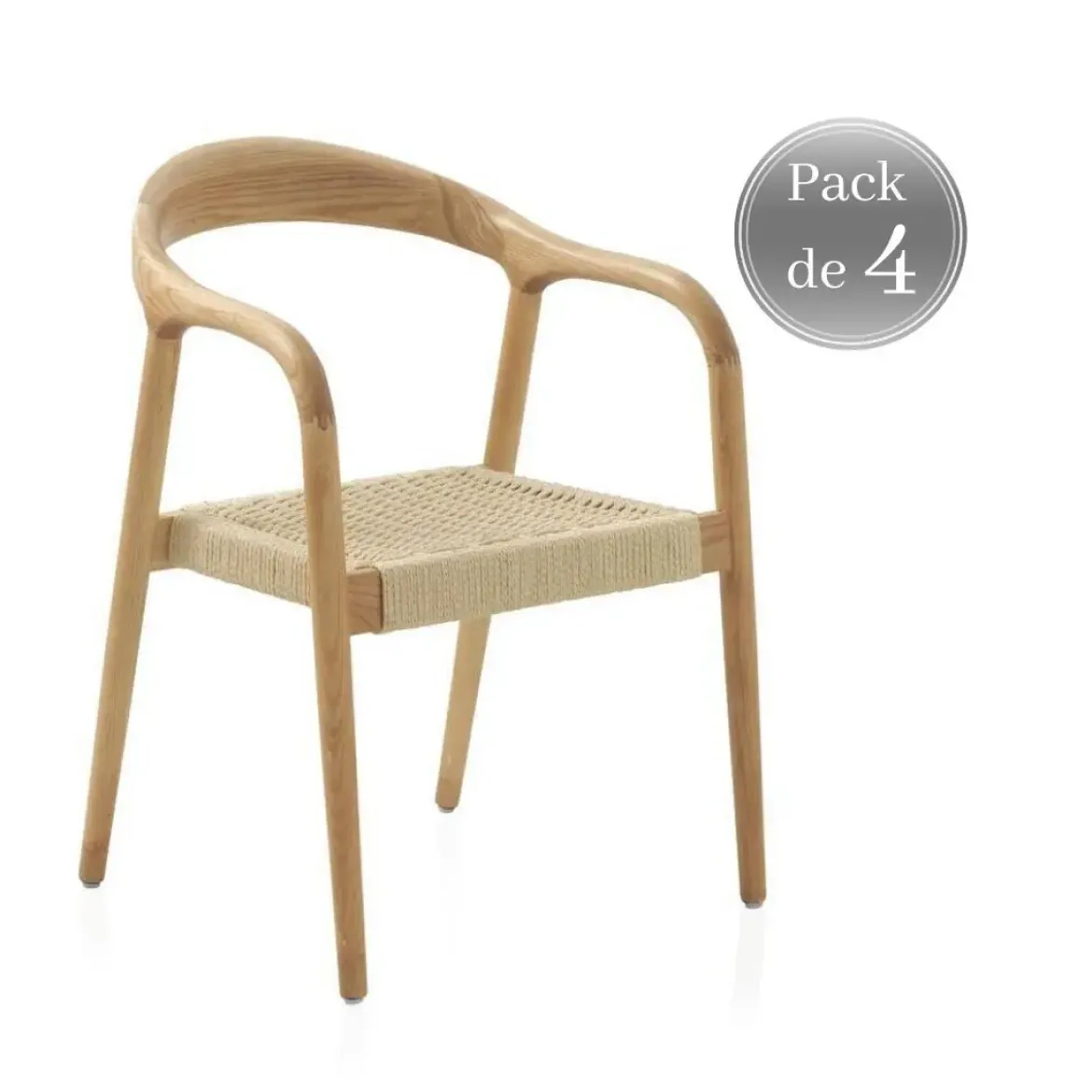 Pack de 4 Sillones on Reposabrazos de Madera de Fresno GABAR 10871