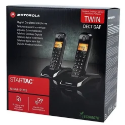 Pack de 2 Telefonos Inalambricos MOTOROLA S1202 DUO en color negro