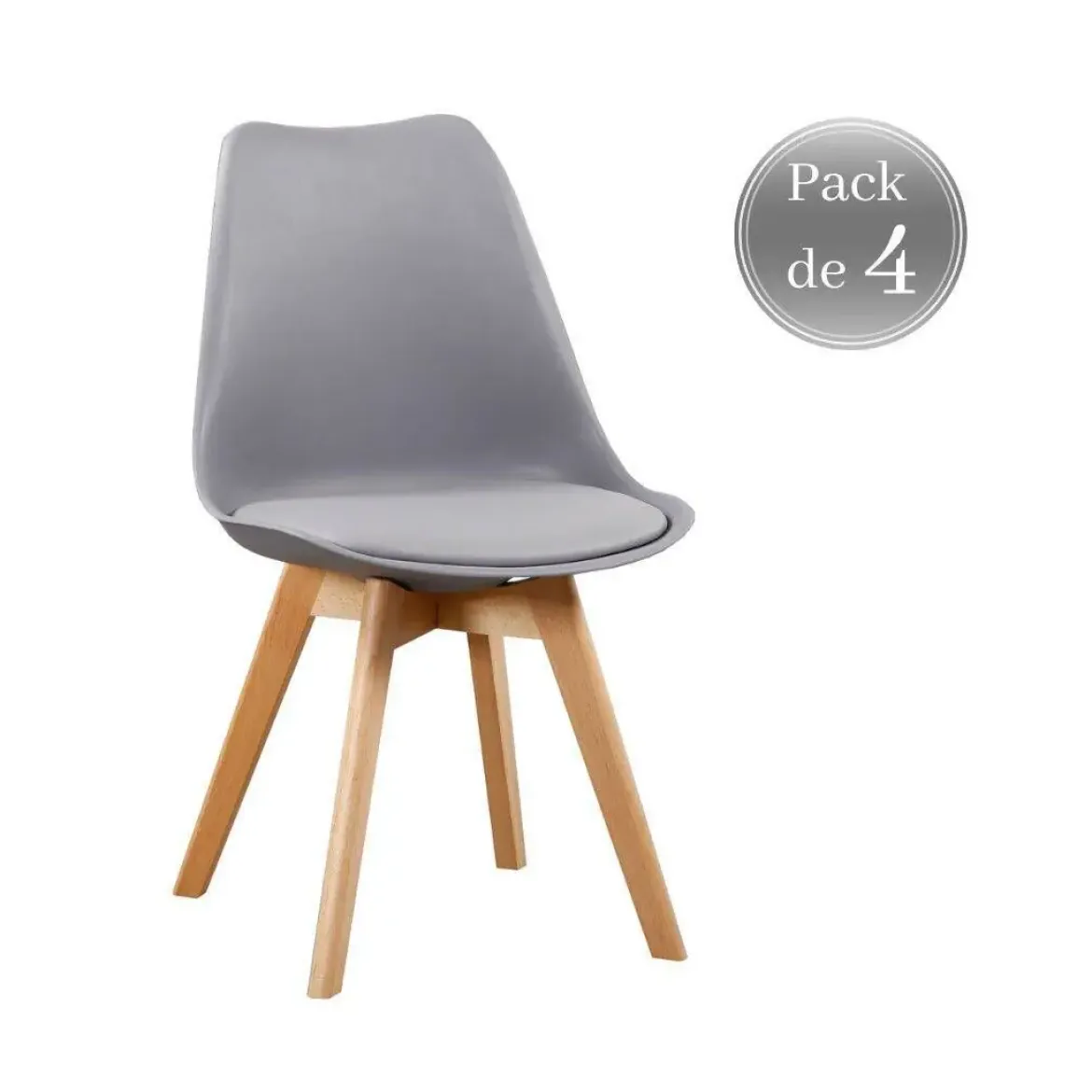 Pack 4 Sillas de Comedor de color Gris estilo Nórdico FINA