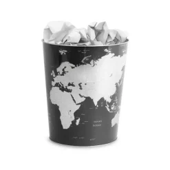 Papelera Decorativa de Lata con Diseño Mapa Mundi GLOBE 25566