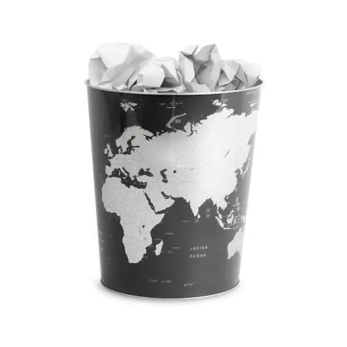 Papelera Decorativa de Lata con Diseño Mapa Mundi GLOBE 25566