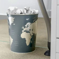 Papelera Decorativa de Lata con Diseño Mapa Mundi GLOBE 25566