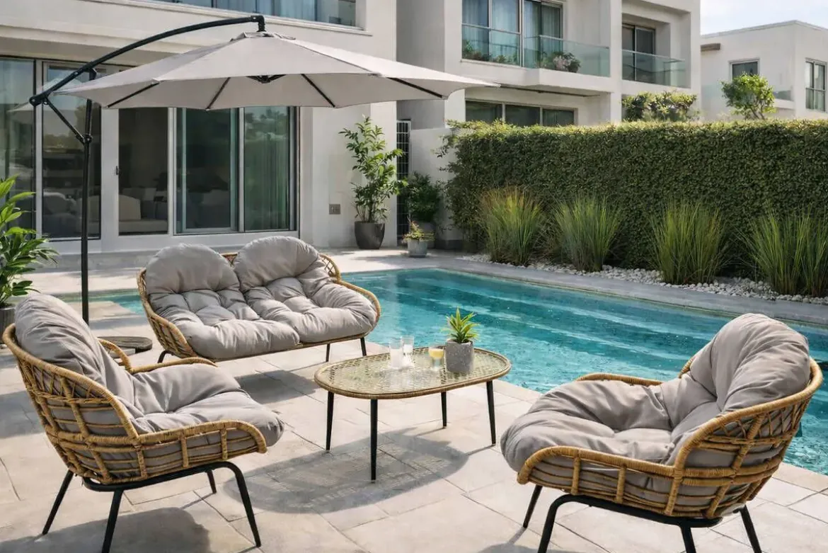 Parasol Giratorio 360º Gris 300 cm con Protección UV y Base MB-224571
