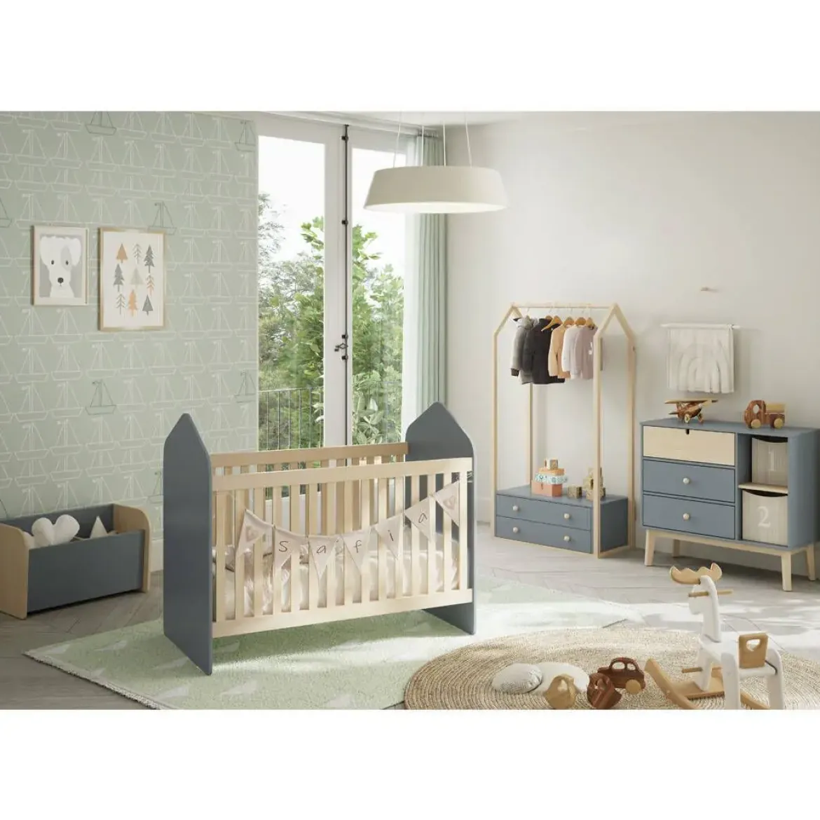 Perchero Infantil con Cajones de color Verde ESTEBAN