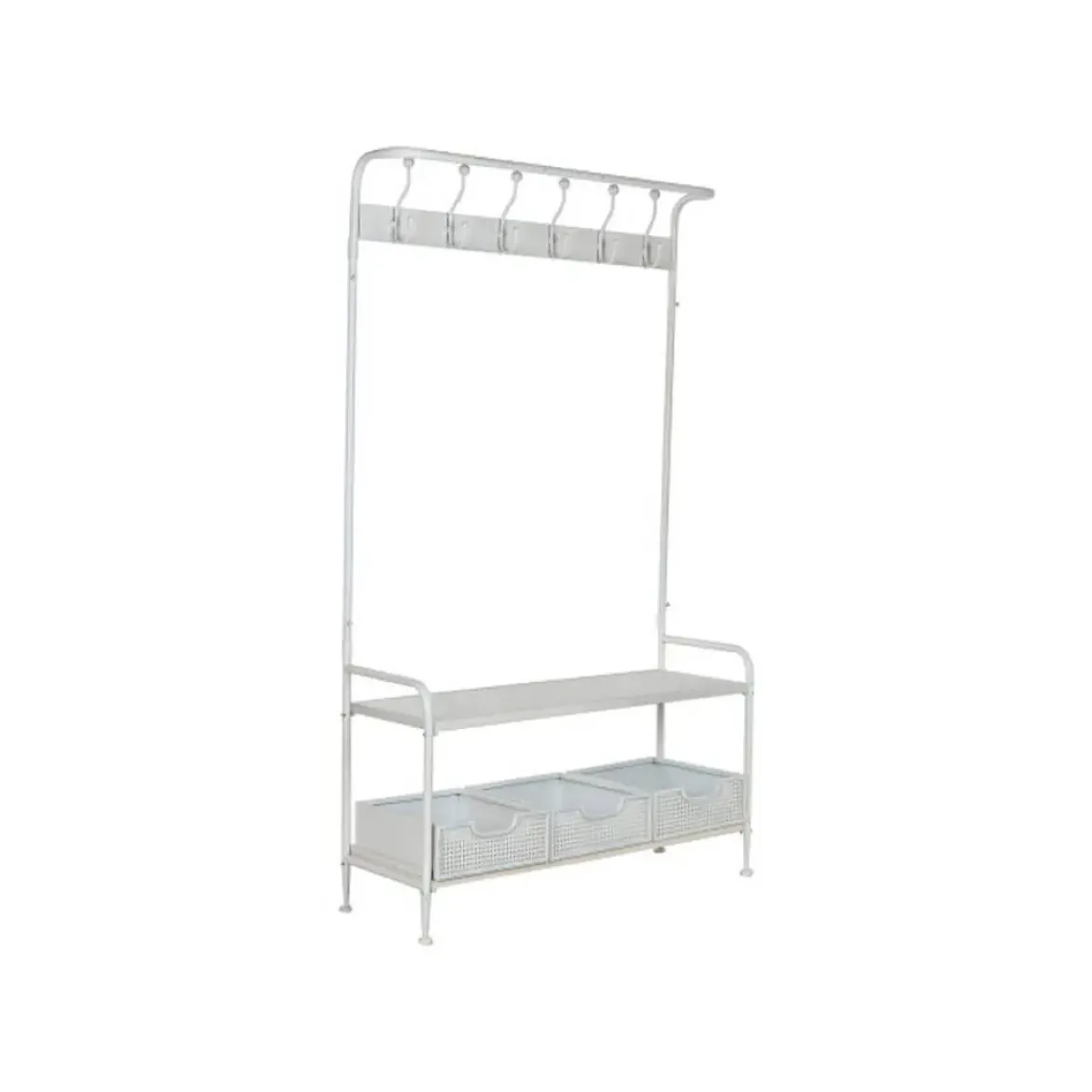 Perchero Recibidor de Metal Color Blanco con Almacenamiento MB-212460
