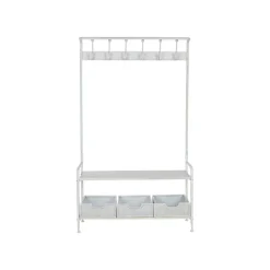 Perchero Recibidor de Metal Color Blanco con Almacenamiento MB-212460