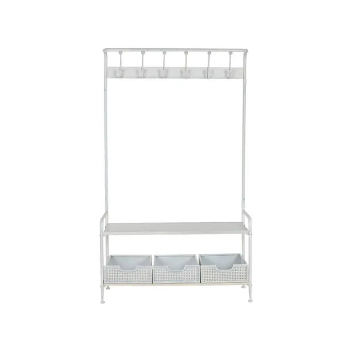 Perchero Recibidor de Metal Color Blanco con Almacenamiento MB-212460