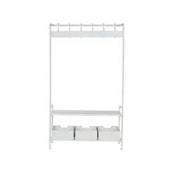 Perchero Recibidor de Metal Color Blanco con Almacenamiento MB-212460