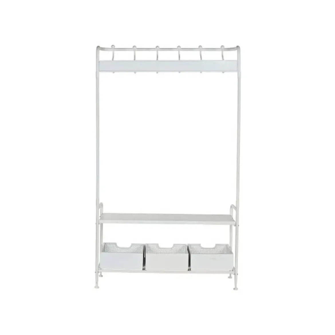 Perchero Recibidor de Metal Color Blanco con Almacenamiento MB-212460