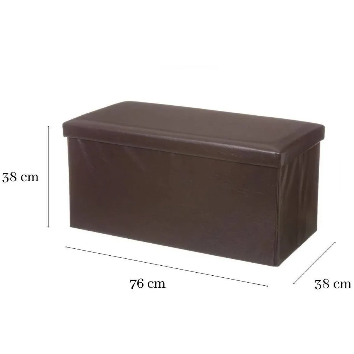 Puf Arcón Plegable de Polipiel en Chocolate 76x38 cm