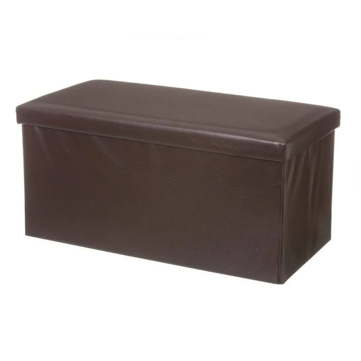 Puf Arcón Plegable de Polipiel en Chocolate 76x38 cm