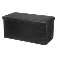 Puf Arcón Plegable de Polipiel en Negro 76x38 cm