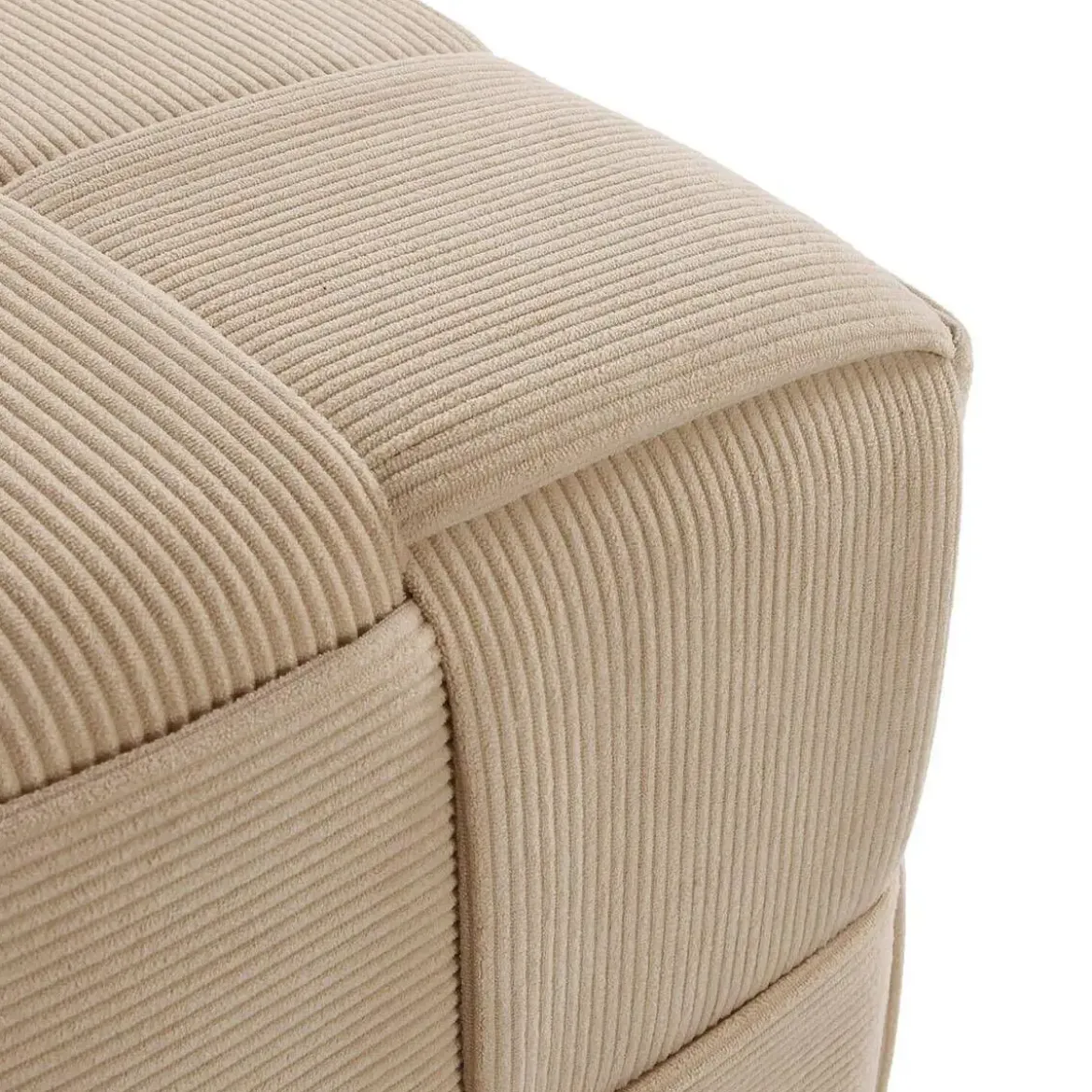Puf Cuadrado Algodón-MDF Crema CORDUROY 22670001