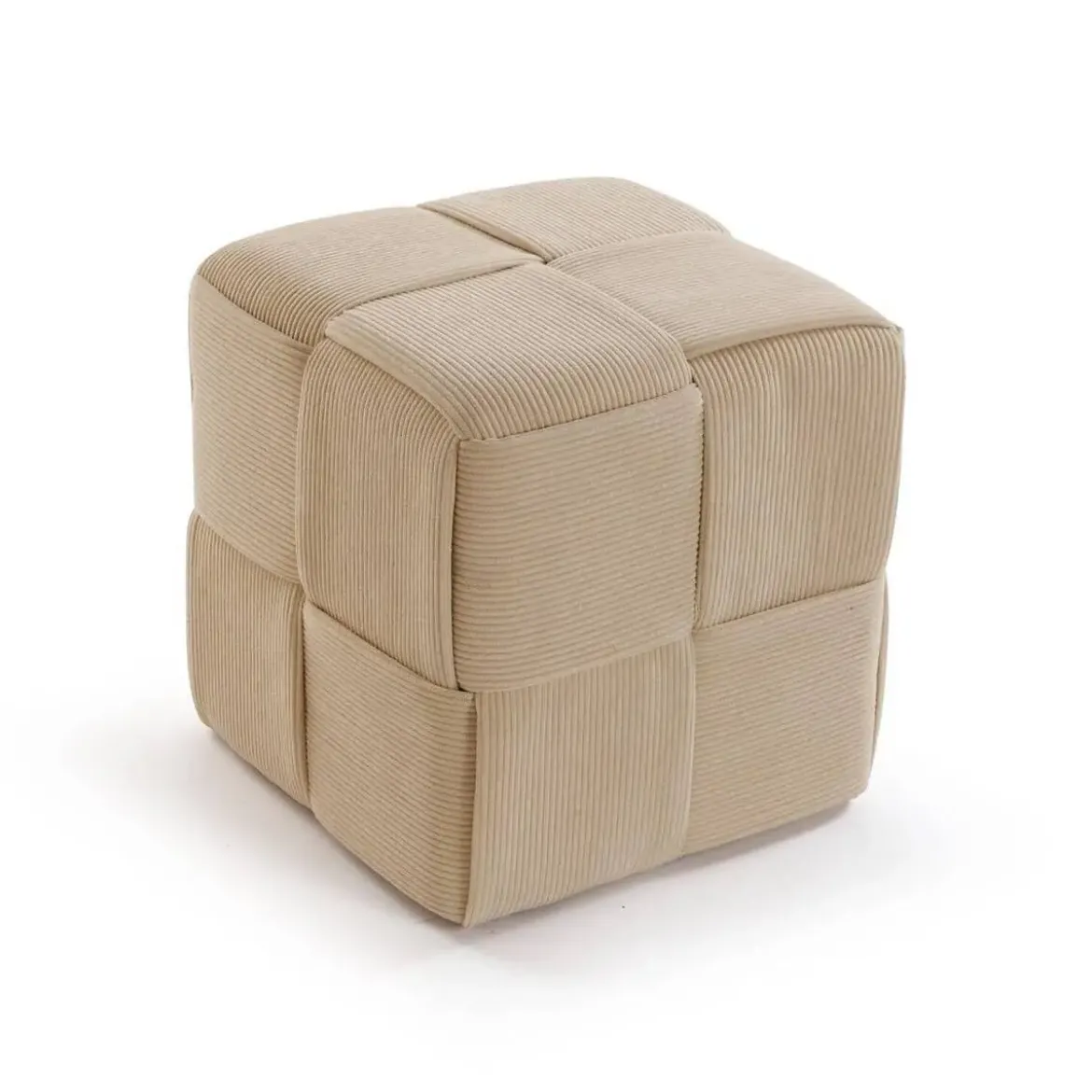 Puf Cuadrado Algodón-MDF Crema CORDUROY 22670001