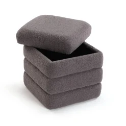 Puf Cuadrado Baúl Algodón-MDF Gris TEDDY 22670007