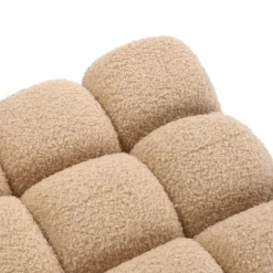 Puf Cuadrado Tapizado en Borreguito Beige HARNETT 42 cm 22640024
