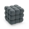 Puf Cuadrado Tapizado en Borreguito Gris HARNETT 42 cm 22640023
