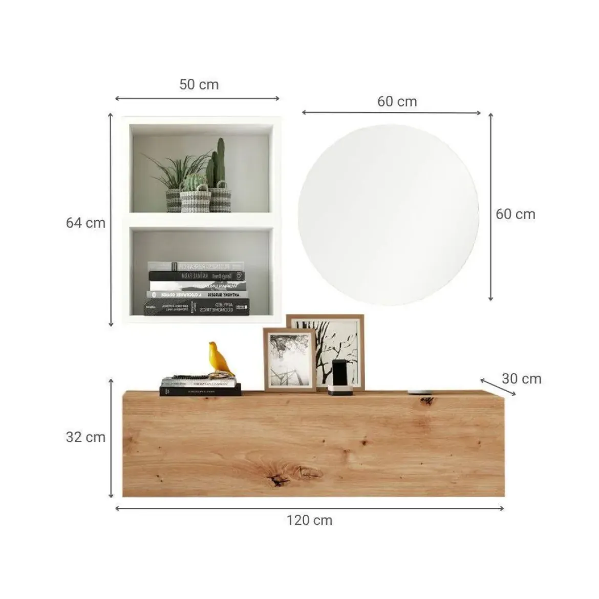 Recibidor 120 cm Acabado Artisan-Blanco Nº 226