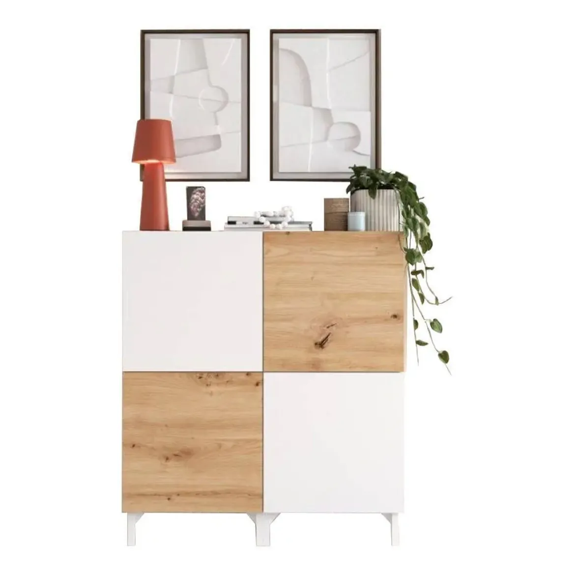 Recibidor 100 cm Acabado Artisan-Blanco Nº 233