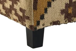 Reposapiés Tapizado en Lana con Patas de Madera KILIM MB-216490