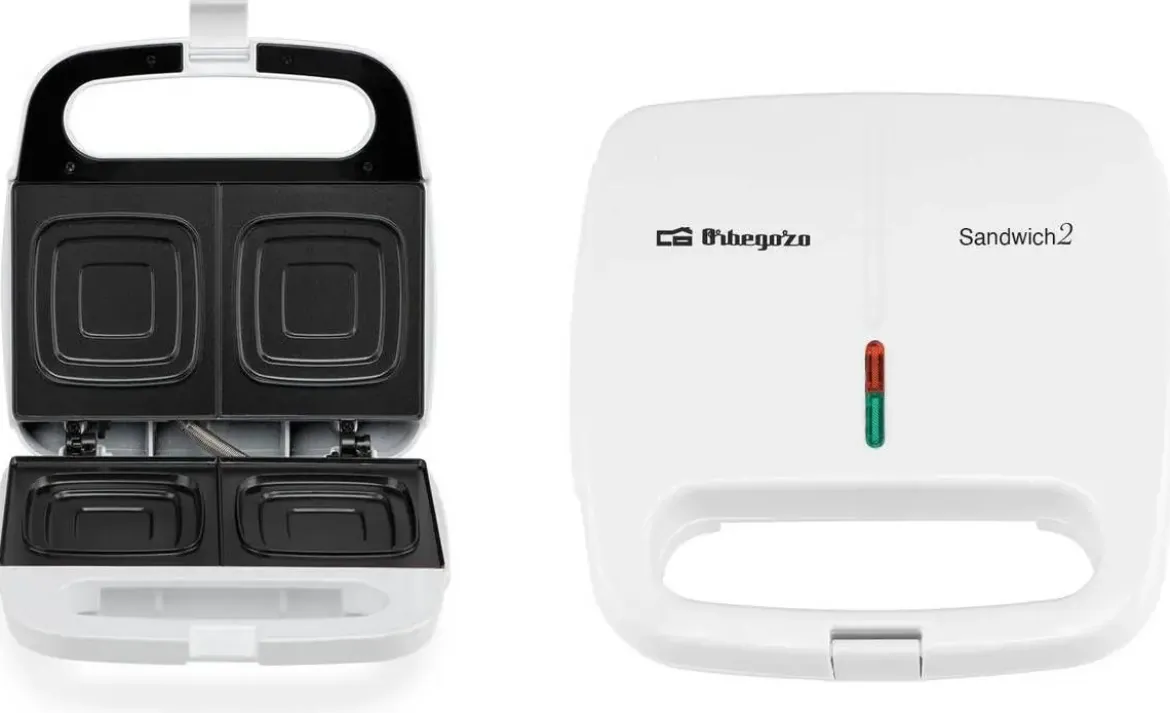Sandwichera Orbegozo Antiadherente 700W Blanca SW4915