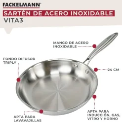 Sartén de Cocina Inox Profesional 24 cm VITA3 66270