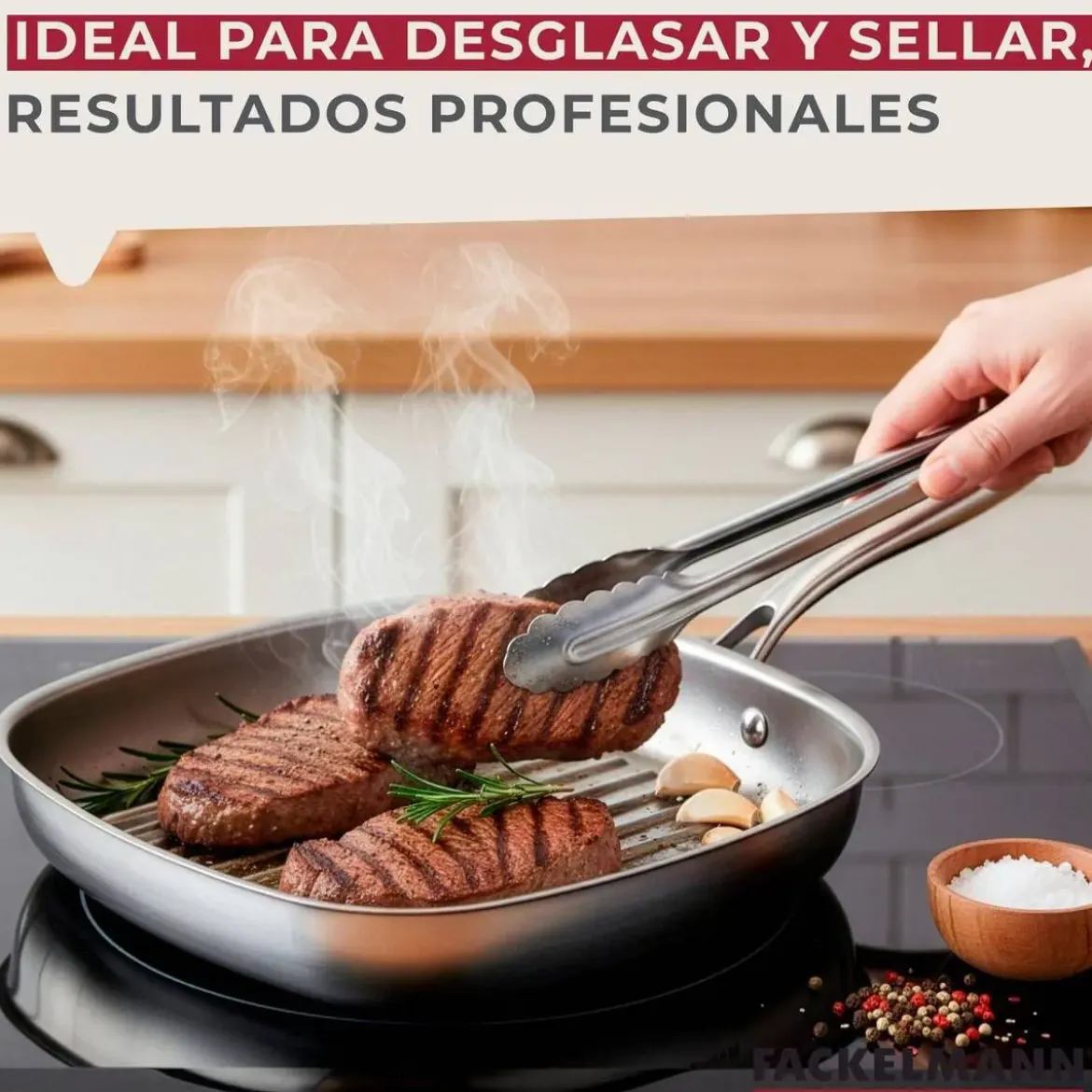 Sartén Grill 28 cm Acero Inoxidable Triply VITA3 66267
