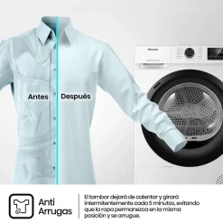 Secadora de Bomba de Calor 9 kg Clase C HISENSE DHQE900UWDC