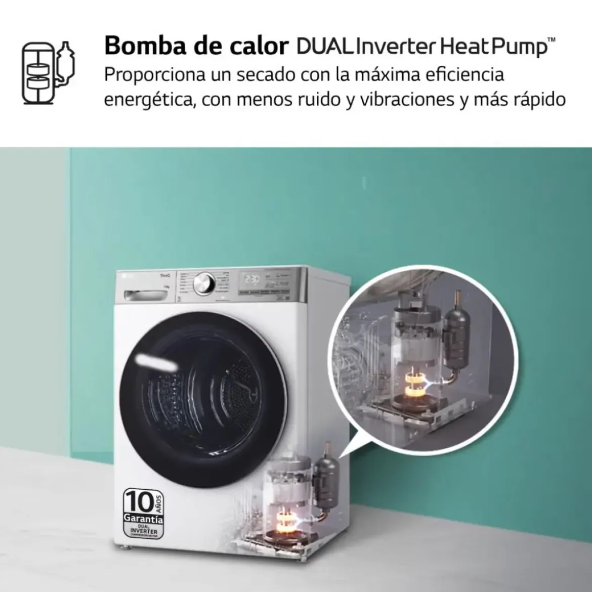 Secadora LG 9 kg Bomba Calor A++ Cristal RH90V5AV6N