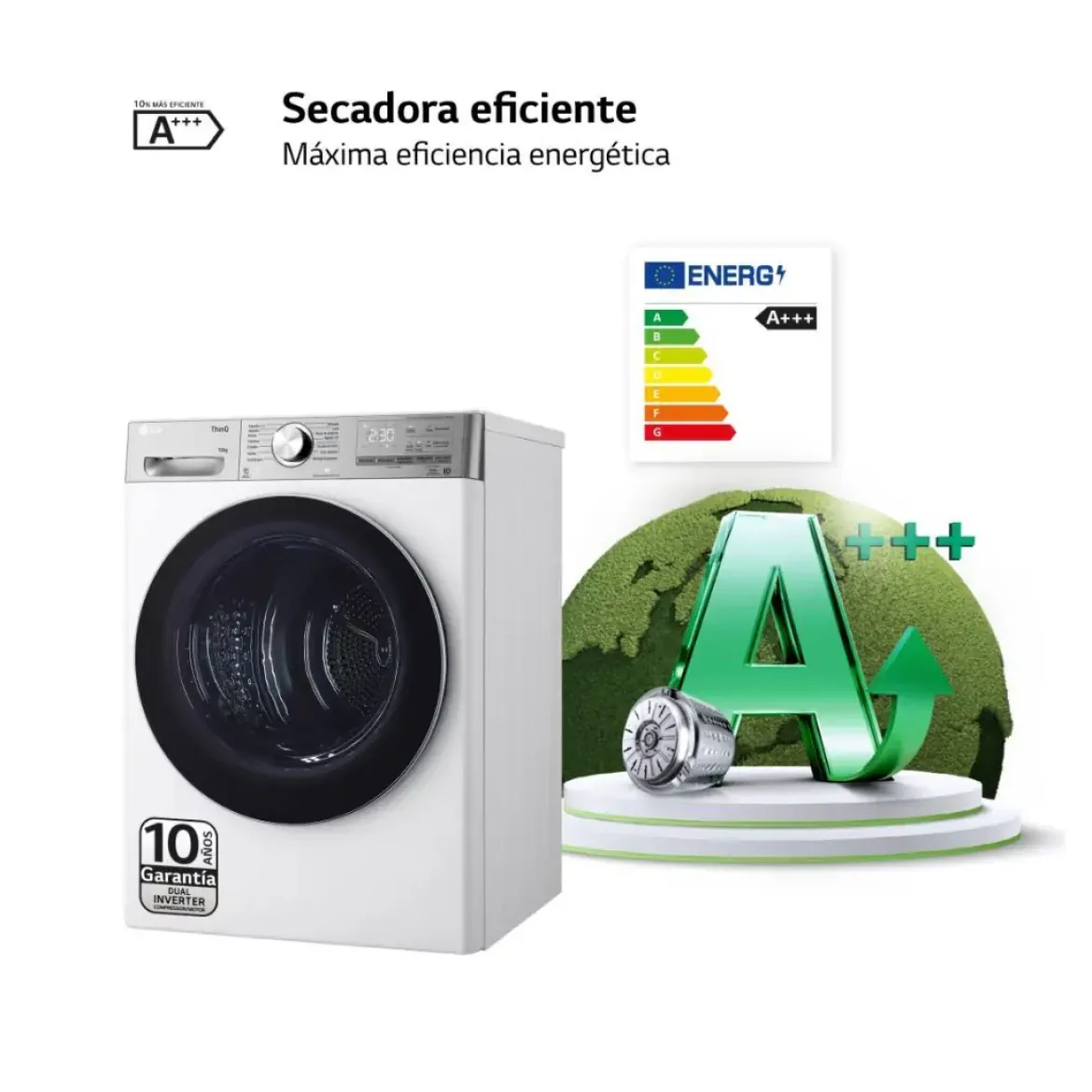 Secadora LG 9 kg Bomba Calor A++ Cristal RH90V5AV6N