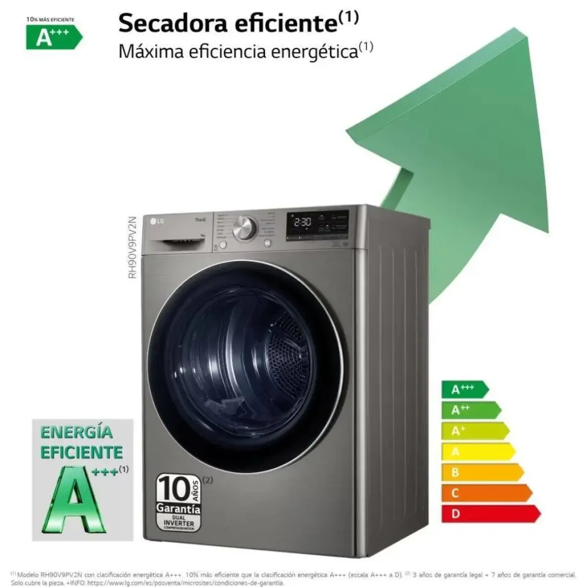 Secadora LG 9 KG Bomba de Calor A+++ RH90V9PV2N