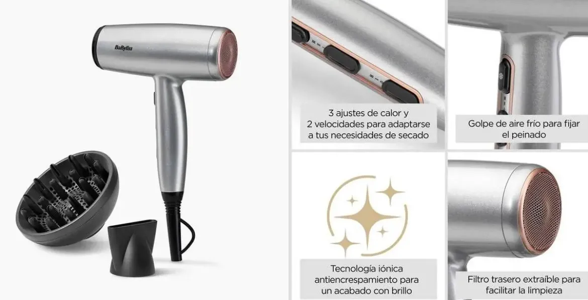 Secador BABYLISS iónico 2100W compacto D580DE